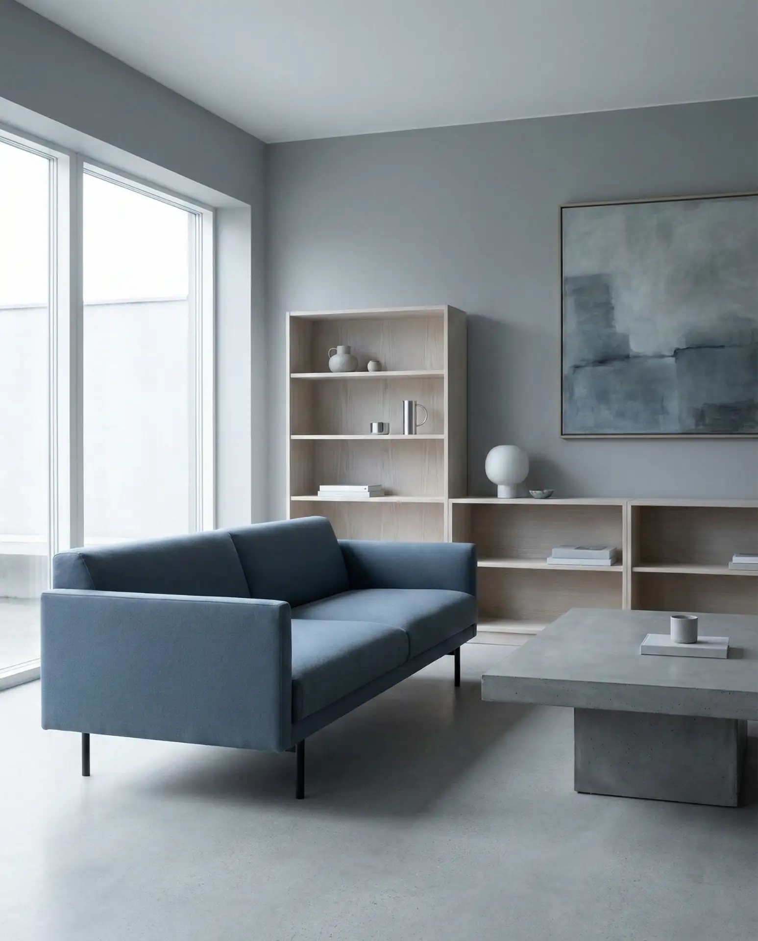 Blue and Grey Modern Minimalist Living Room 2