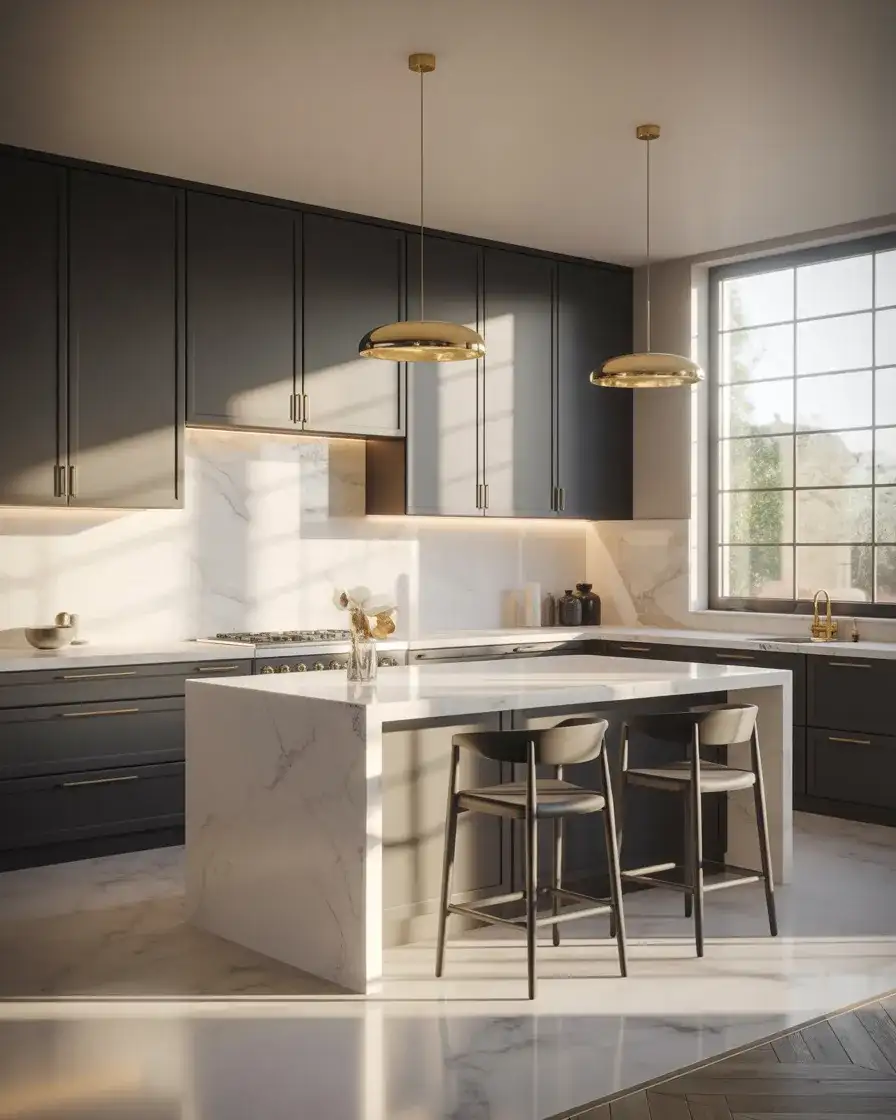 Bold Black Cabinets with Gold Hardware 1