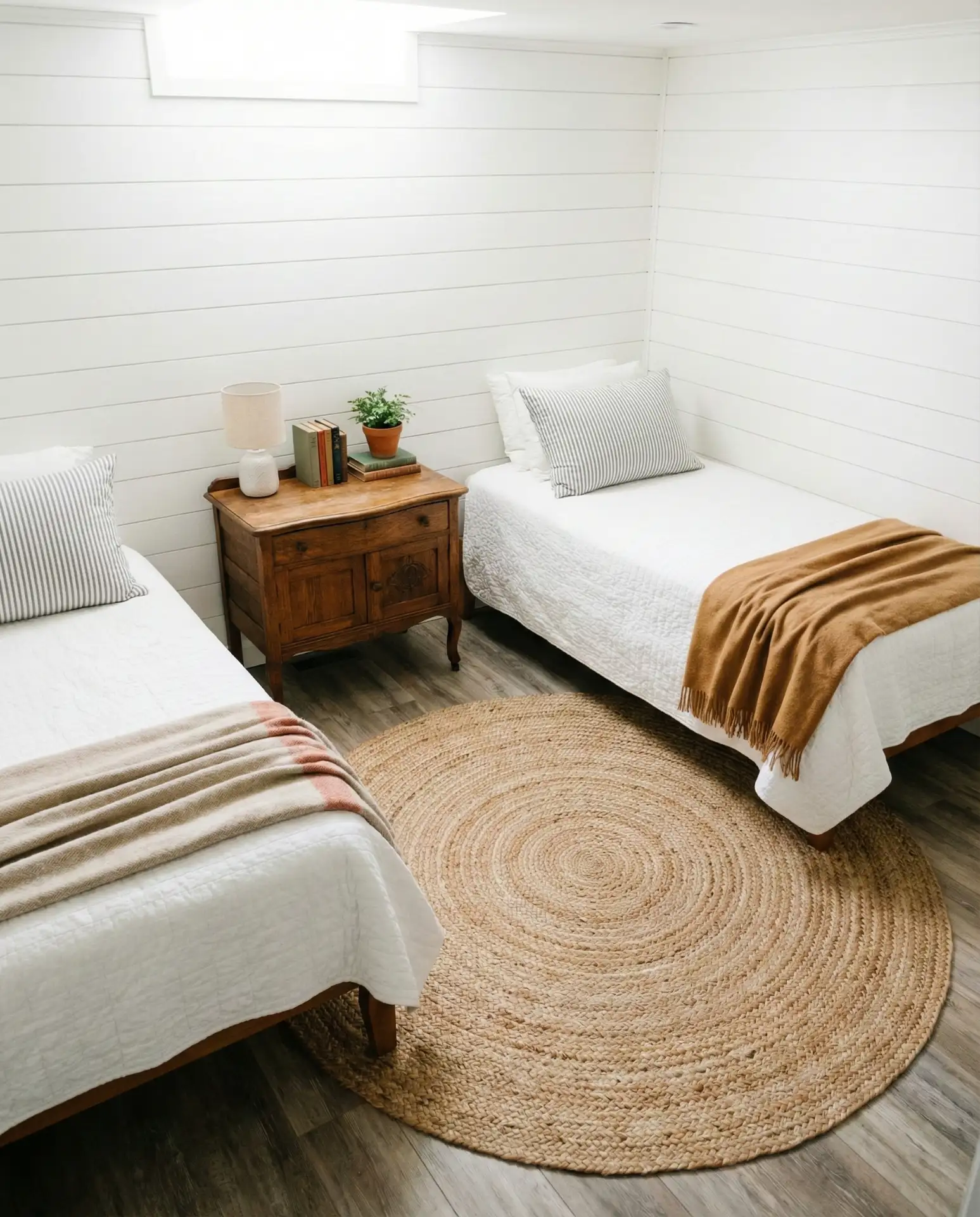 Bright White Basement Bedroom 1