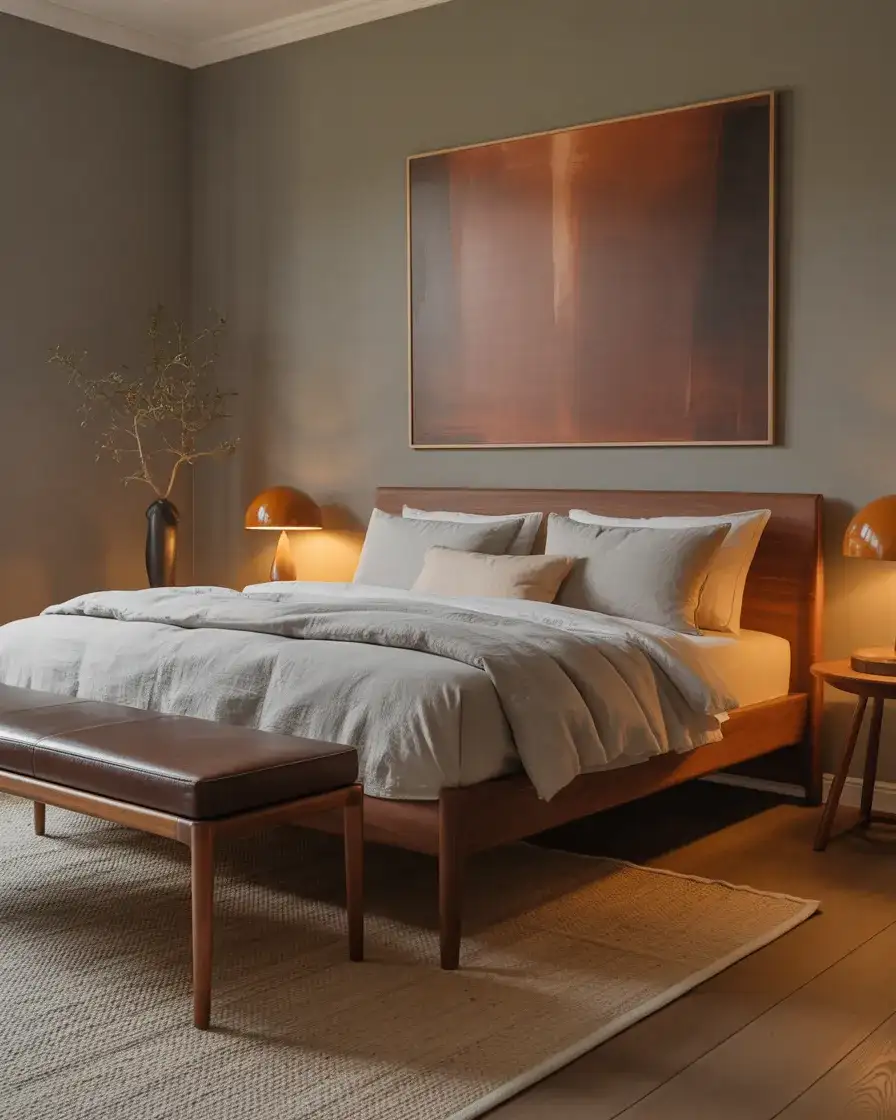 Brown and Grey Bedroom with Earthy Sophistication 1