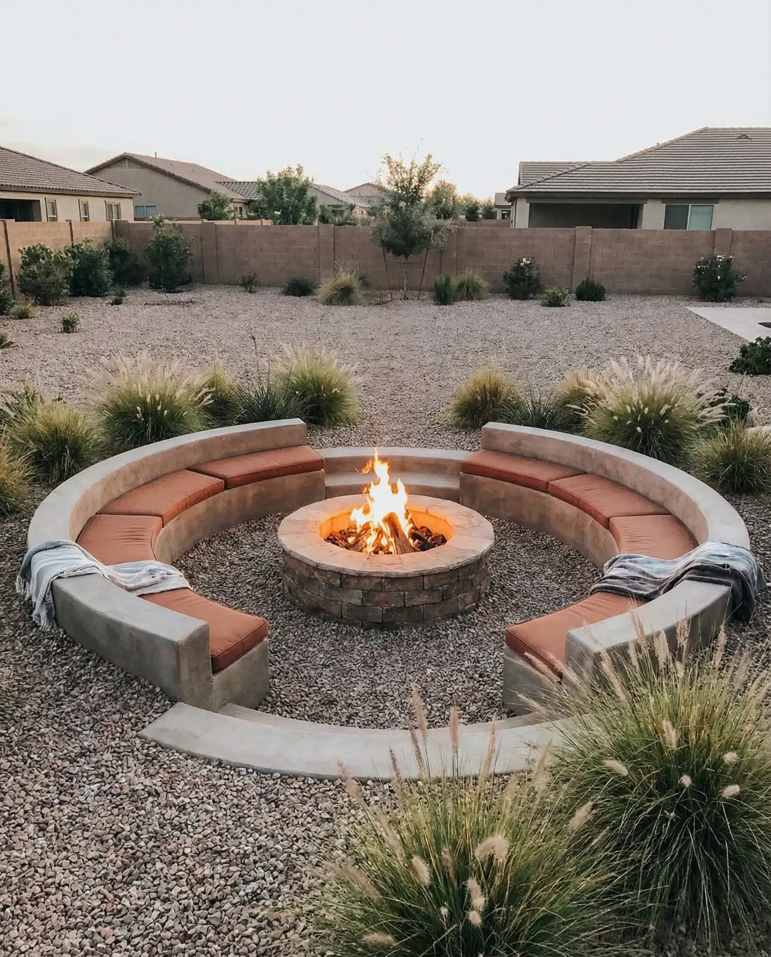Built-In Fire Pit Seating Area 1