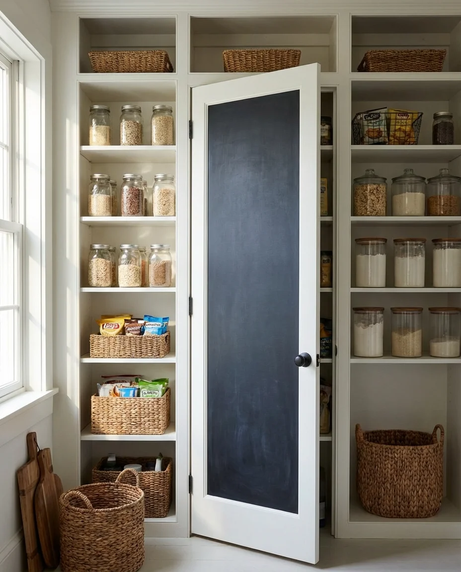 Built-In Pantry With Chalkboard Door Interior 1