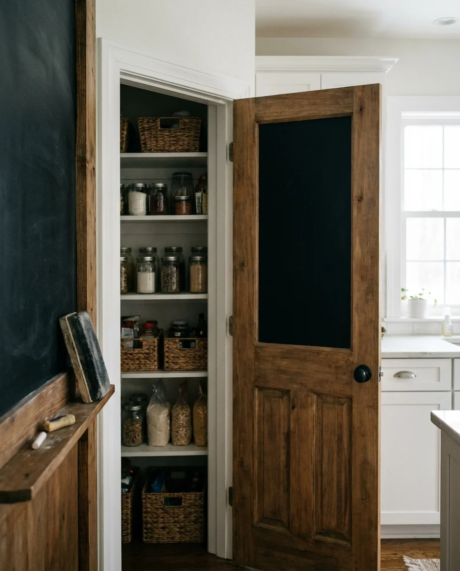 Built-In Pantry With Chalkboard Door Interior 2