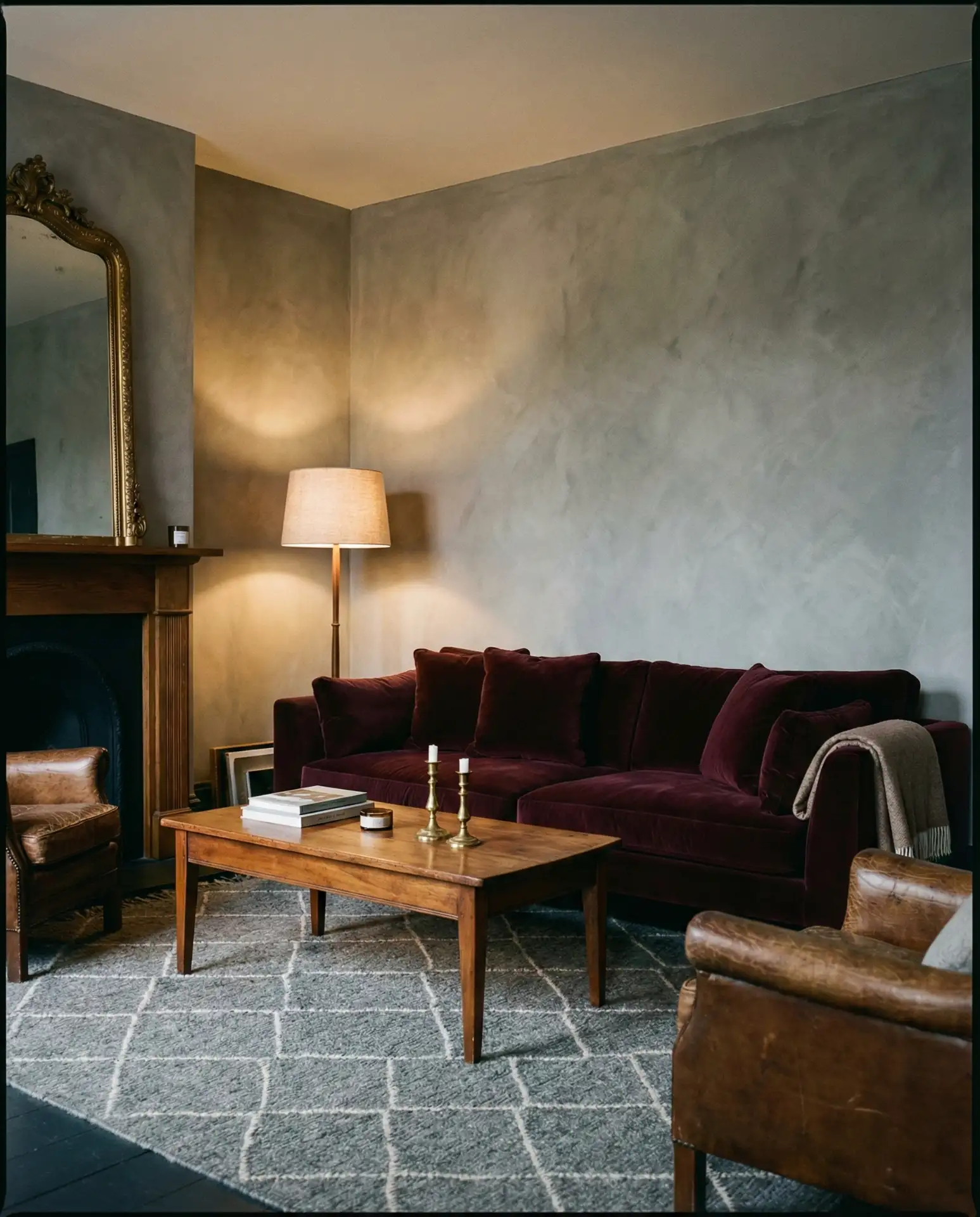 Burgundy and Grey Living Room 2