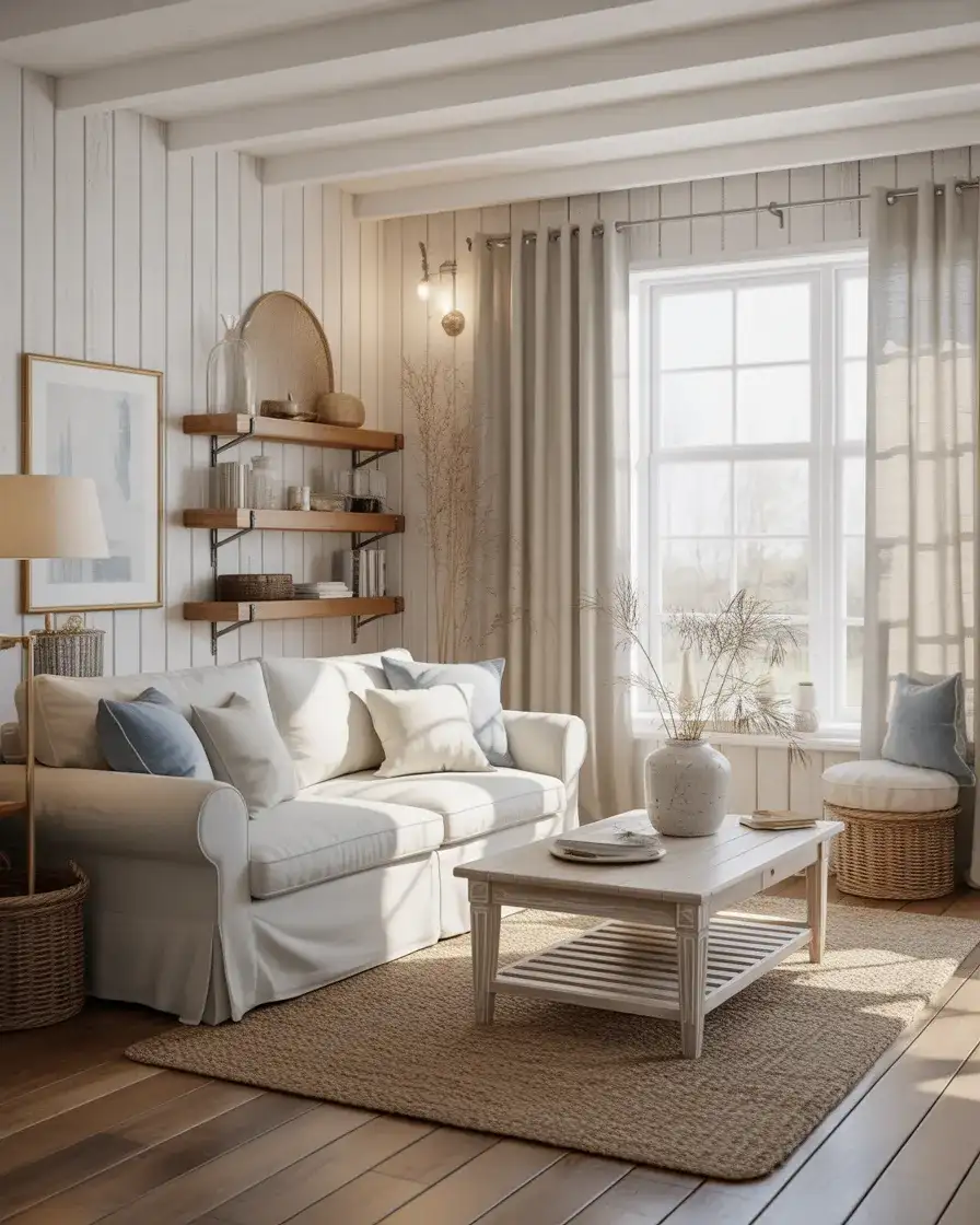 Coastal French Country in Soft Blues and Sand 1