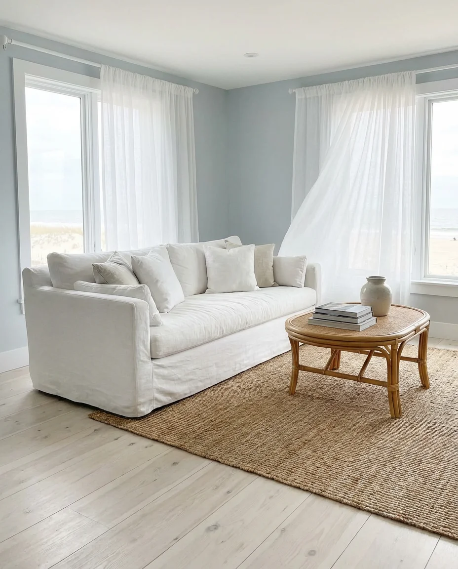 Coastal Living Room with Breezy Natural Light 1