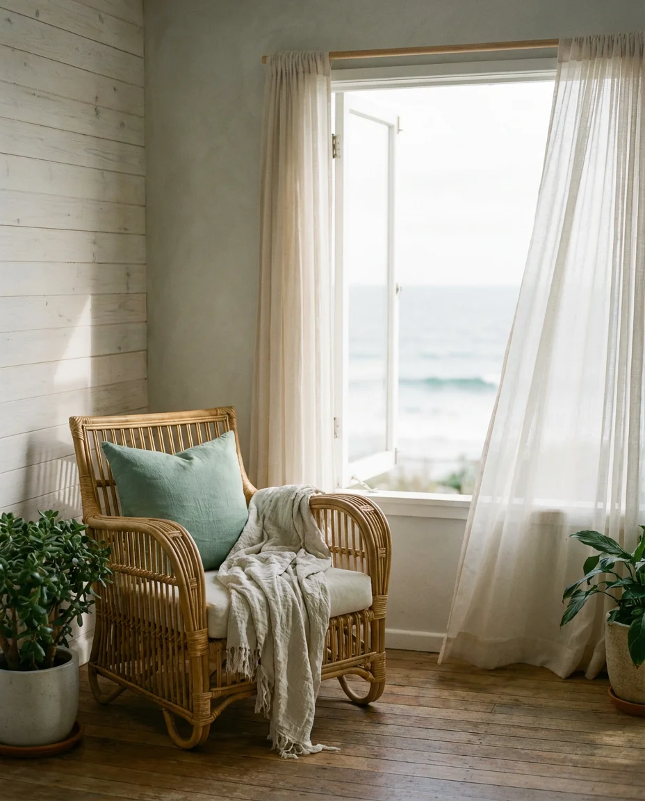 Coastal Living Room with Breezy Natural Light 2