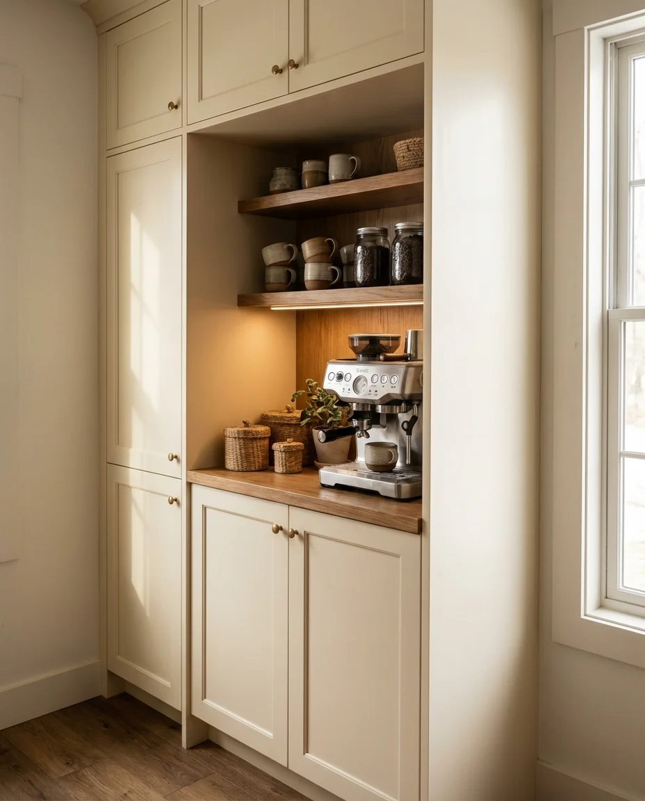 Coffee Bar Built Into the Pantry Cabinet 1