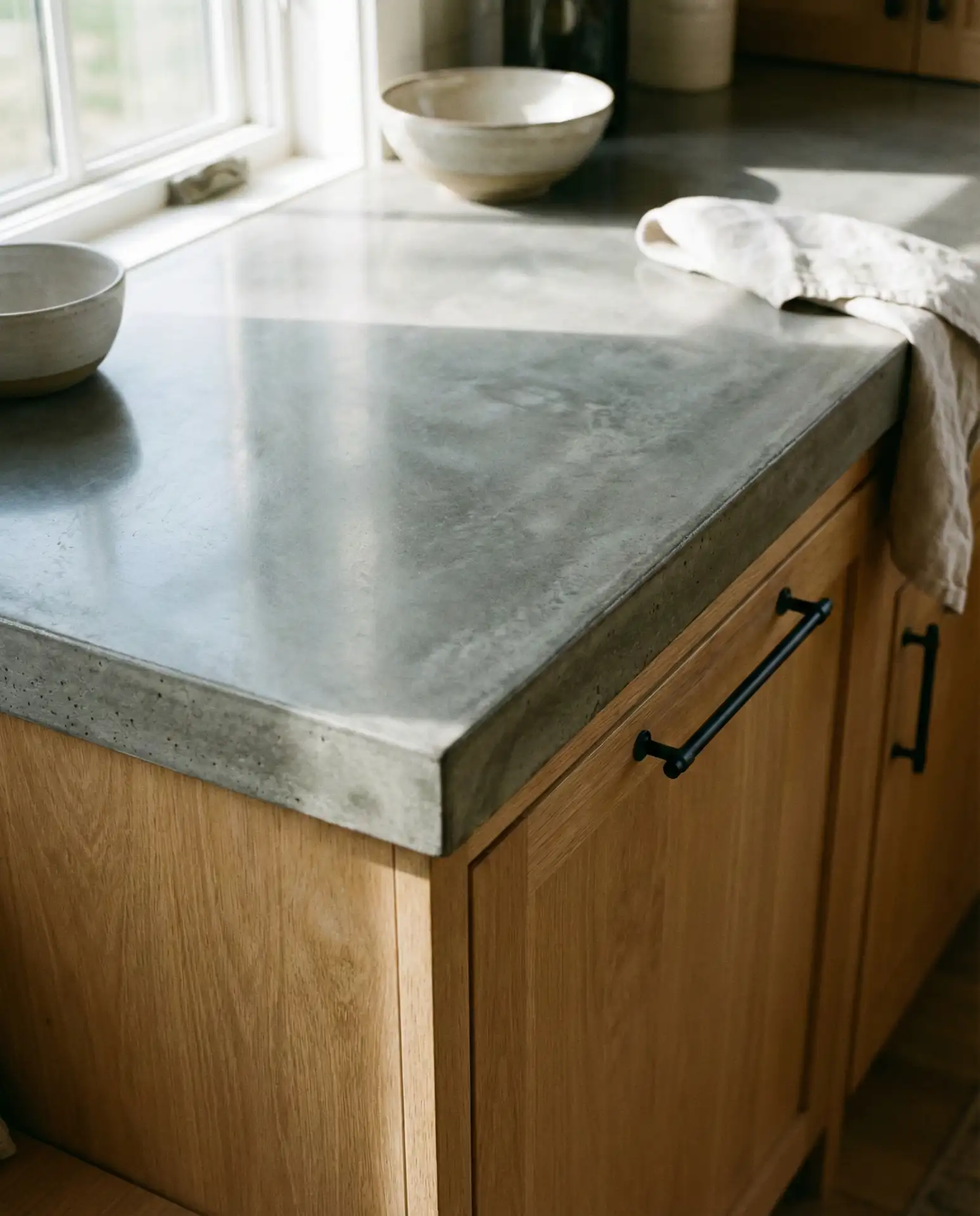 Concrete Countertops with Warm Wood Base 2