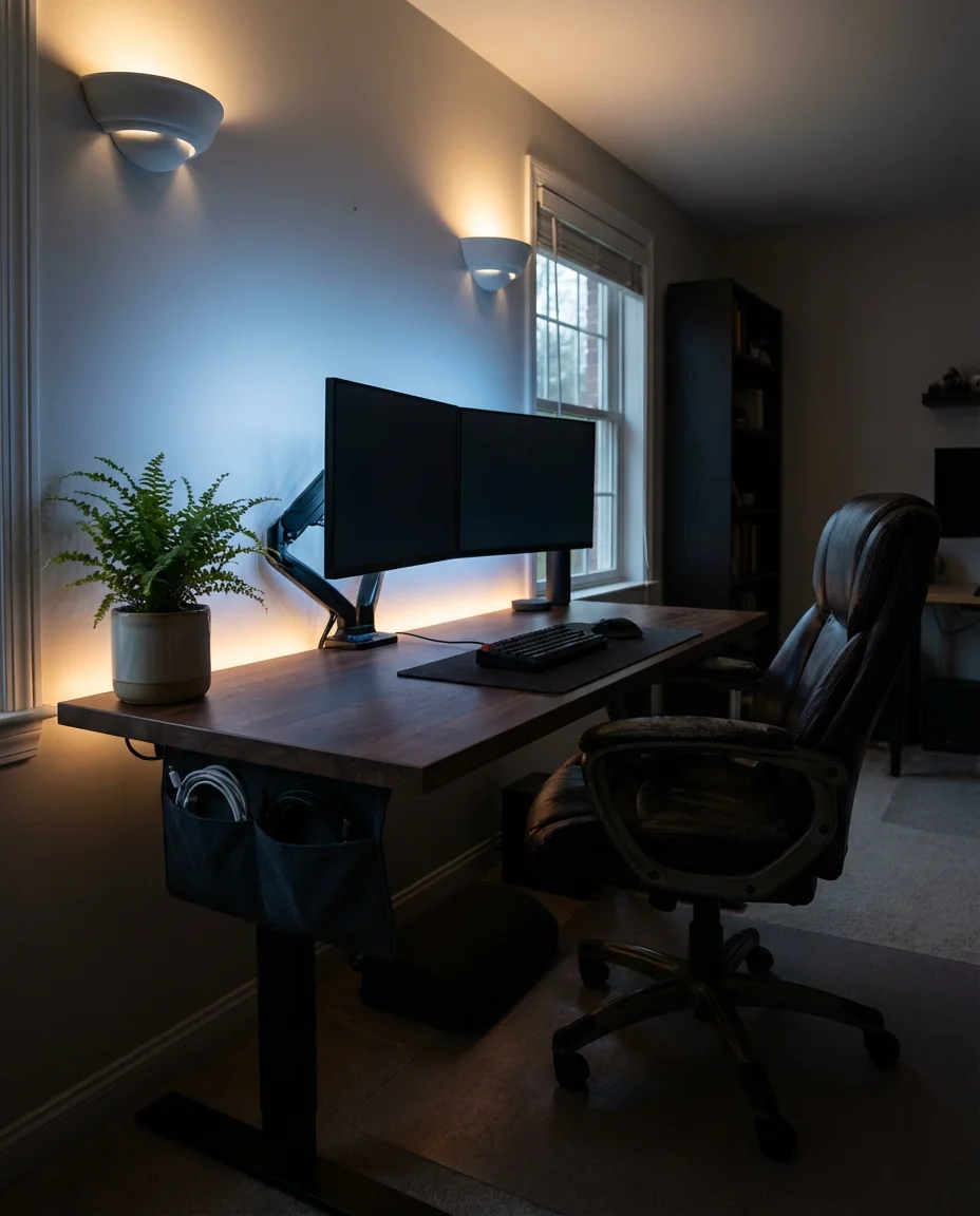 Contemporary Dual Monitor Desk Setup 2
