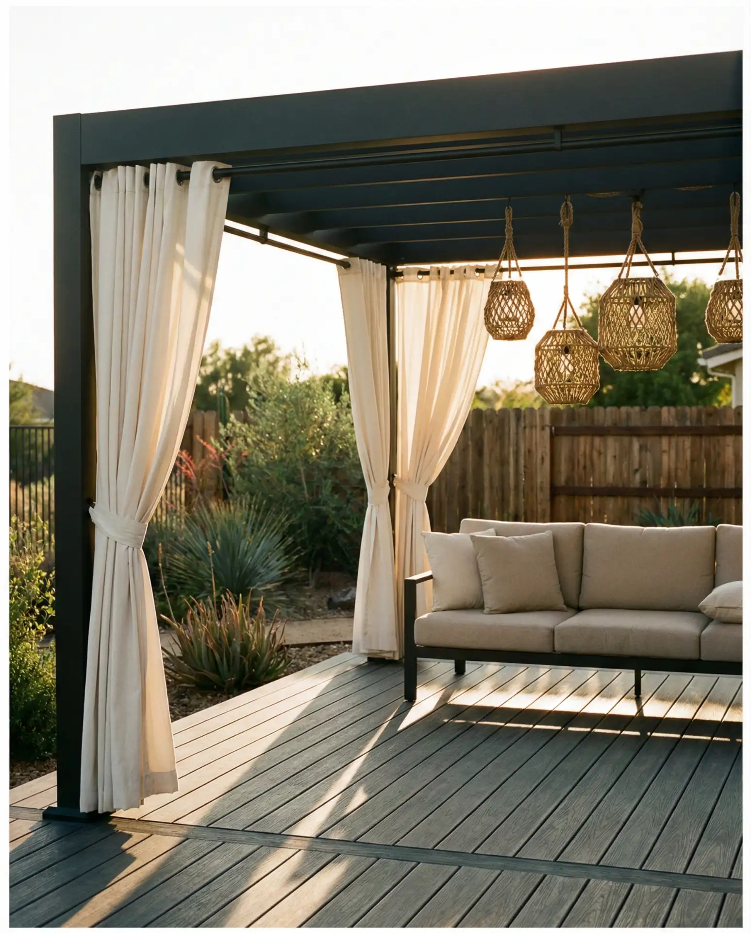 Covered Pergola with Outdoor Curtains 1