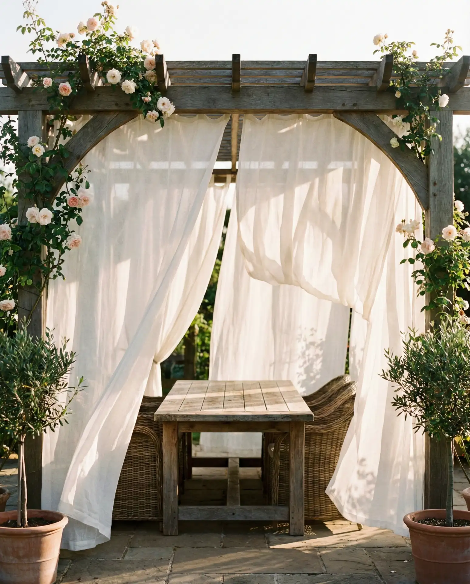Covered Pergola with Outdoor-Curtains 2