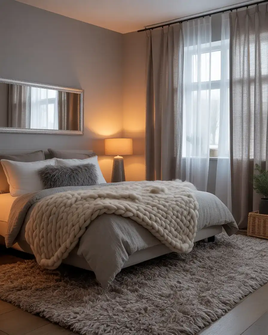 Cozy Grey Bedroom with Layered Textures 1