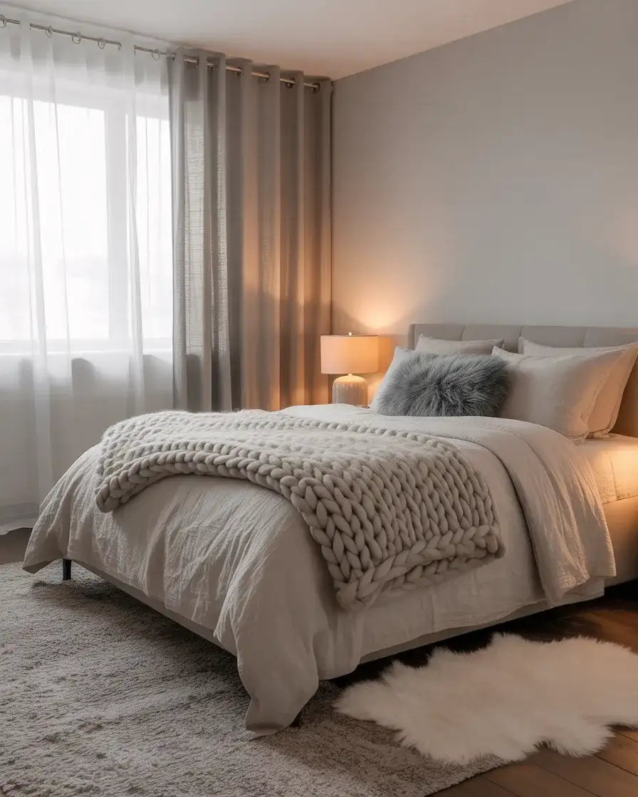 Cozy Grey Bedroom with Layered Textures 2