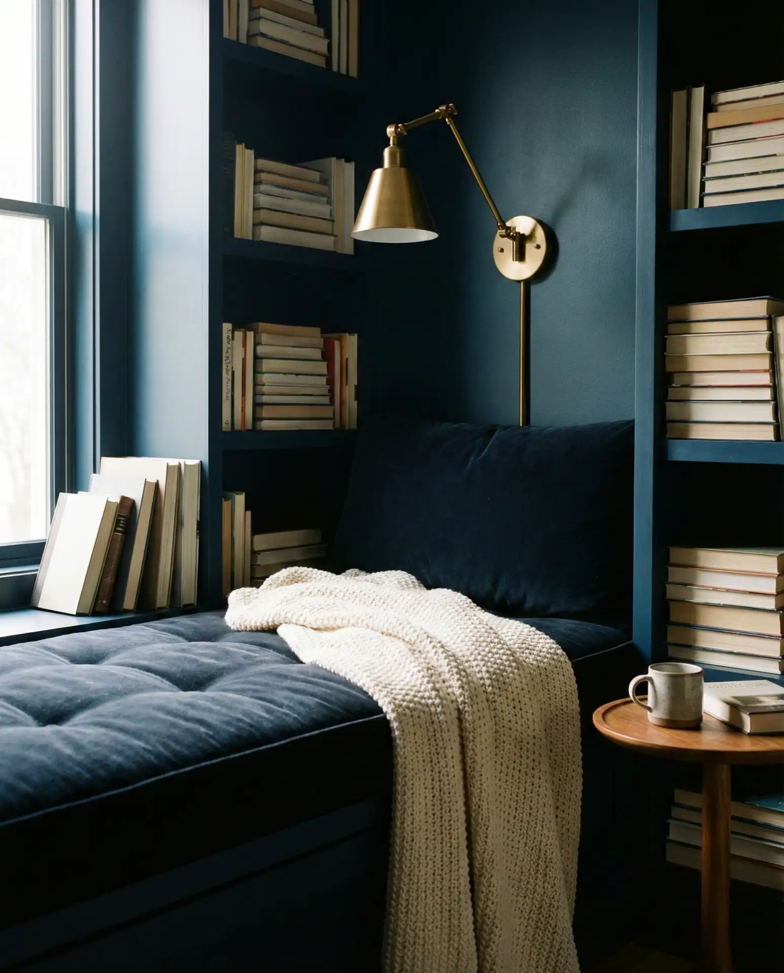 Cozy Midnight Blue Reading Nook 1