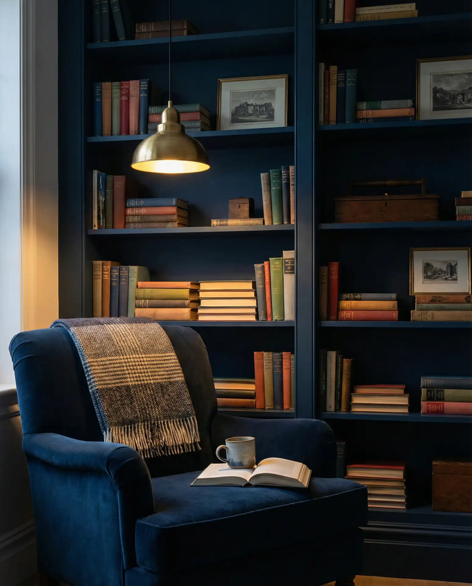 Cozy Midnight Blue Reading Nook 2
