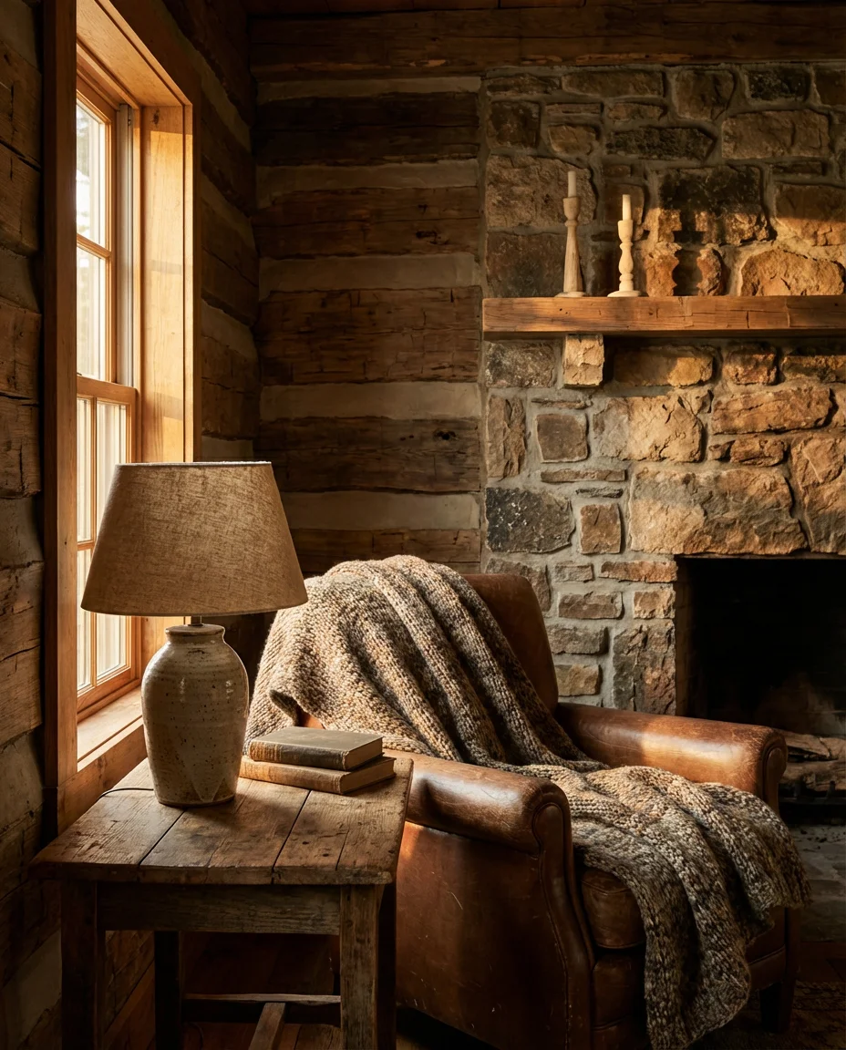 Cozy Rustic Living Room with Natural Textures 2