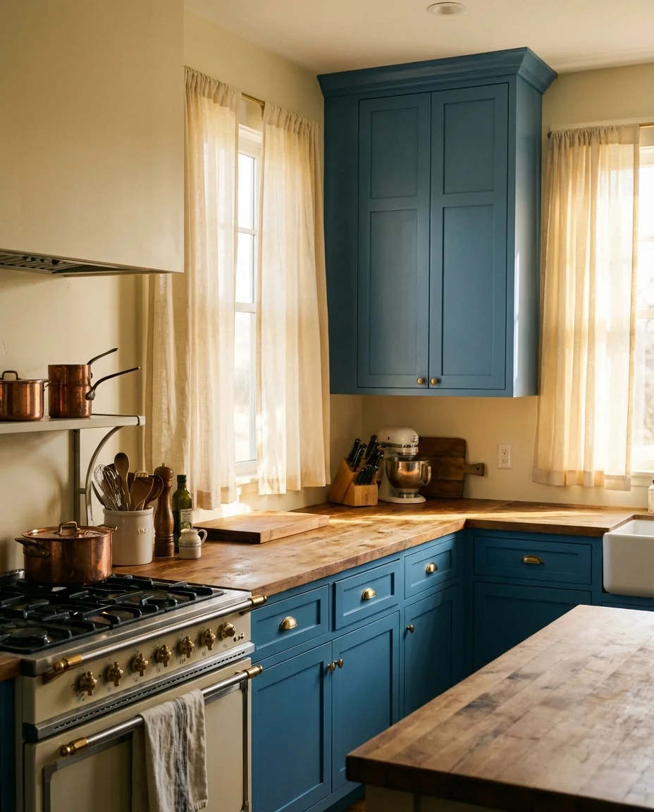 Cream and Blue Kitchen with Warm Timeless Appeal 1