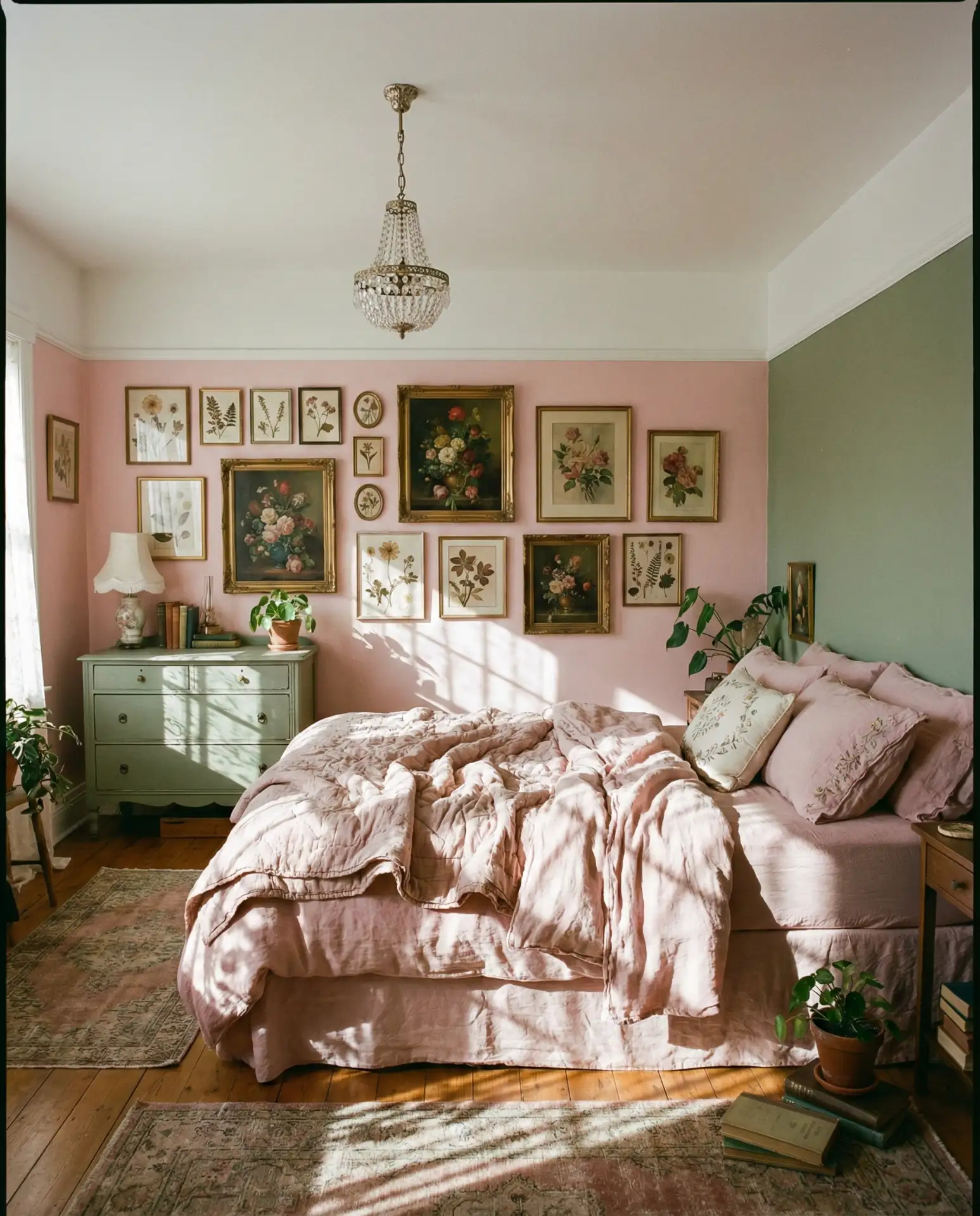 Cute Pink and Green Vintage Bedroom 1