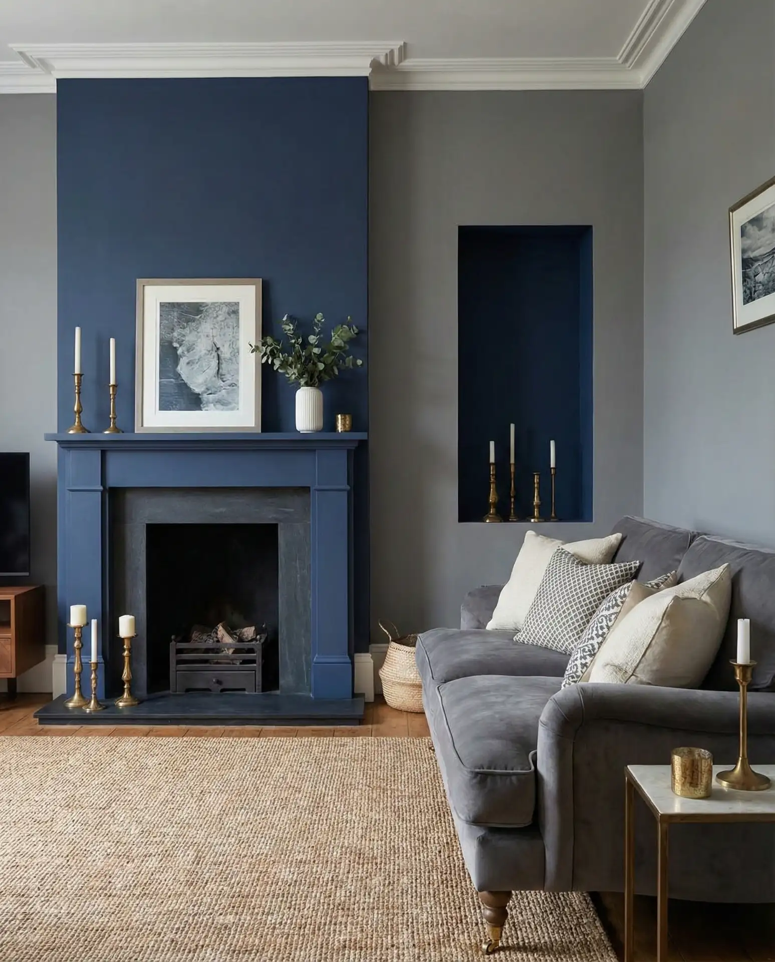 Dark Blue and Grey Living Room 1