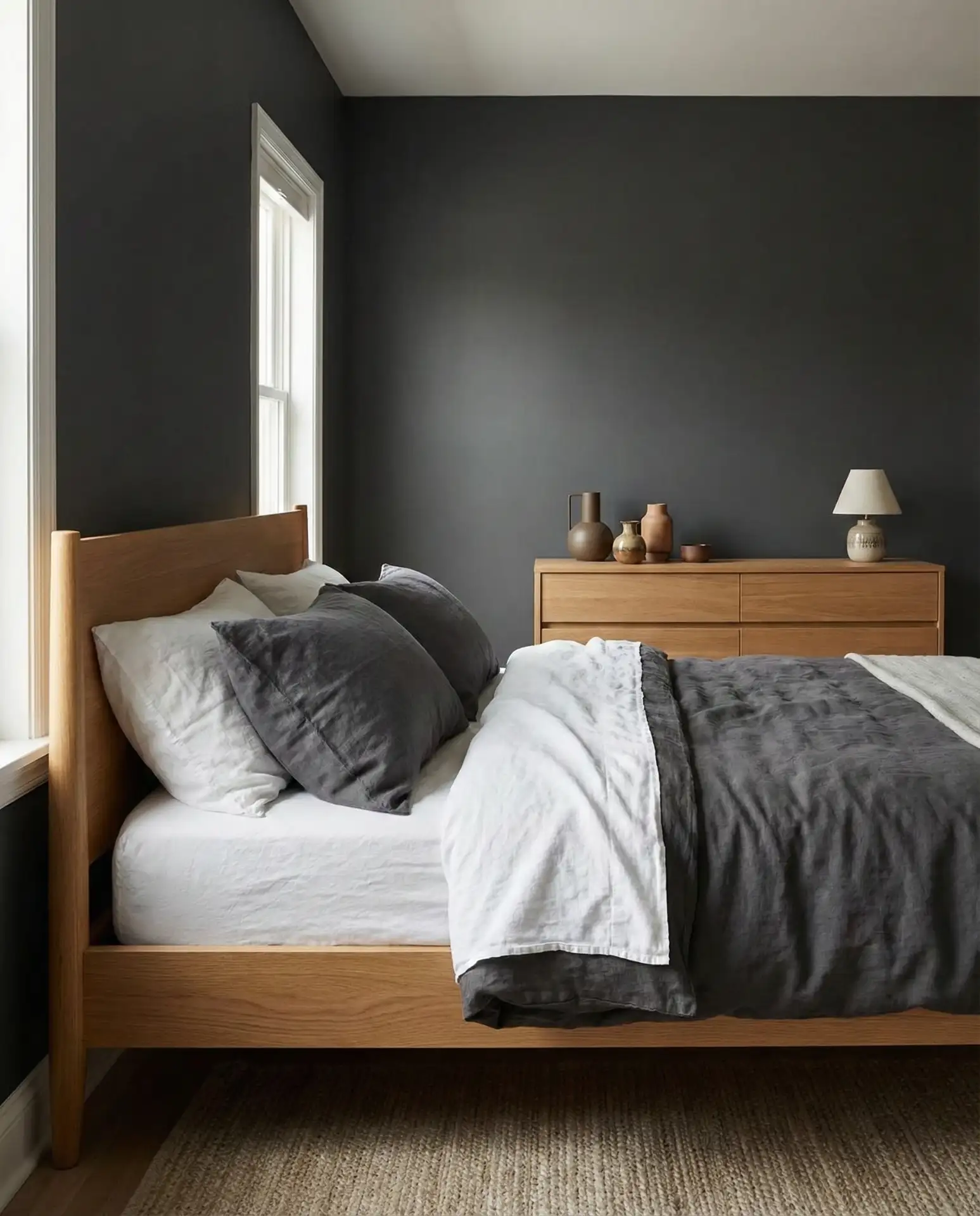 Dark Charcoal Walls with Light Wood 2