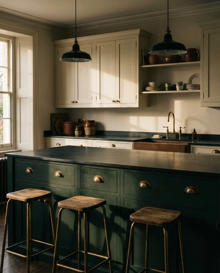 Dark Green Cabinets for a Dramatic Garden-Inspired Kitchen 2