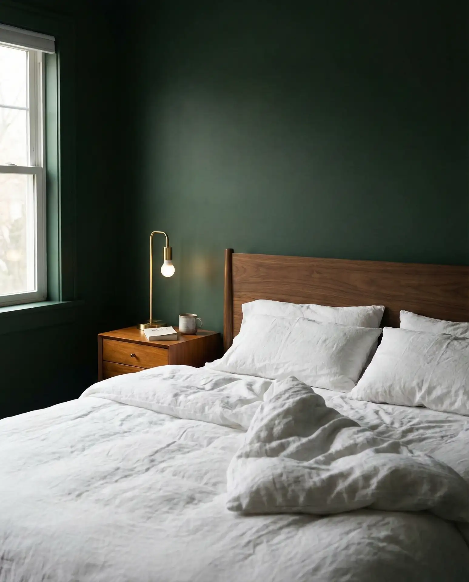 Dark Green Walls with Warm Wood 2