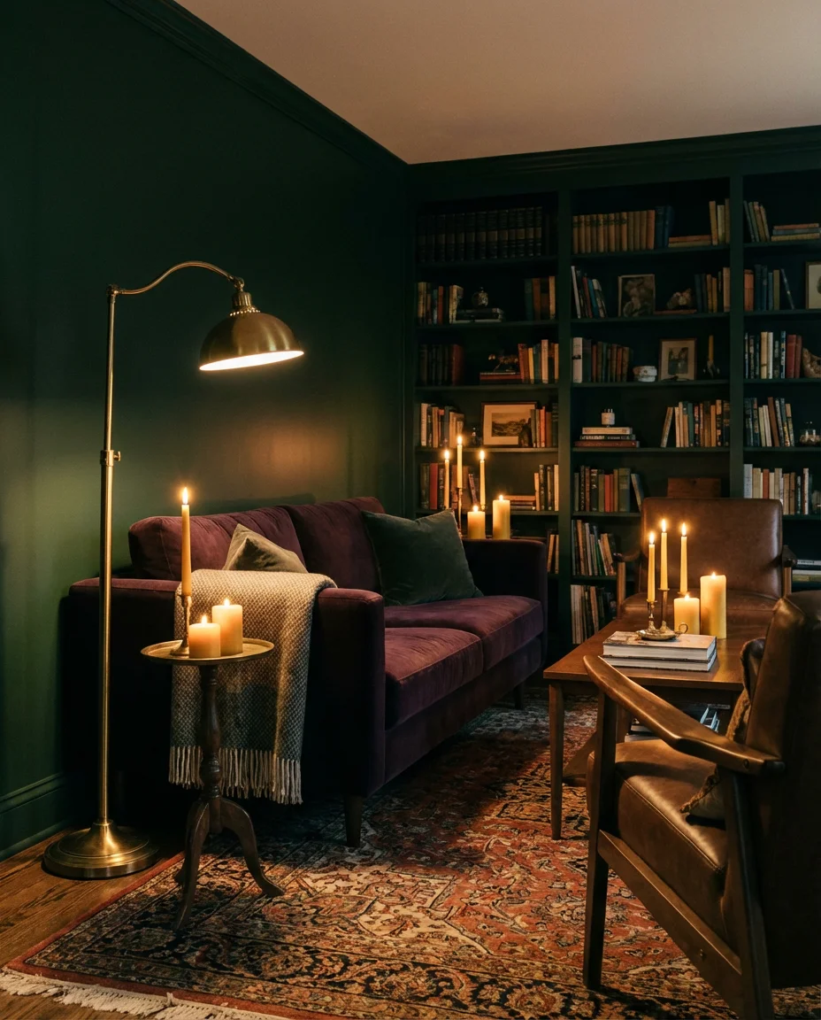 Dark Moody Green With Velvet Furniture 1