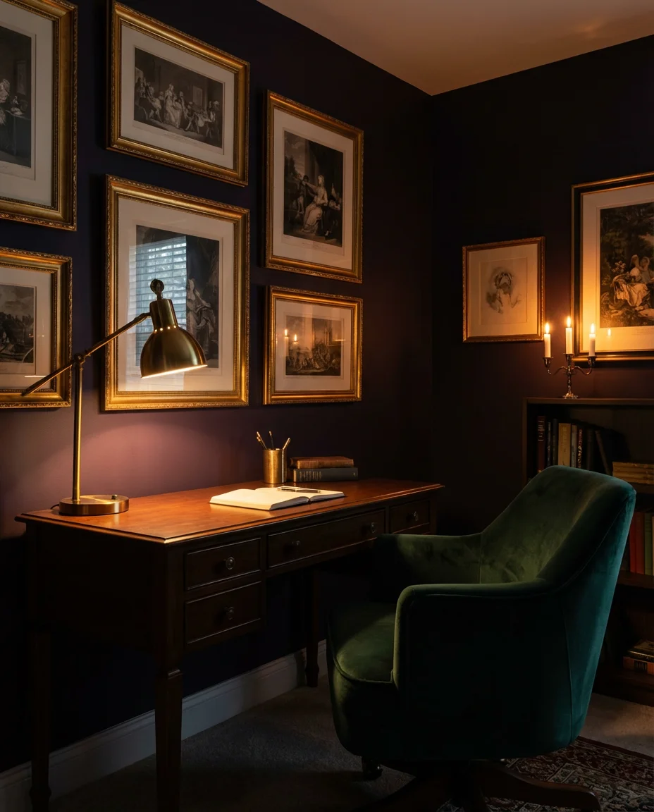 Dark Moody Jewel-Tone Home Office 2