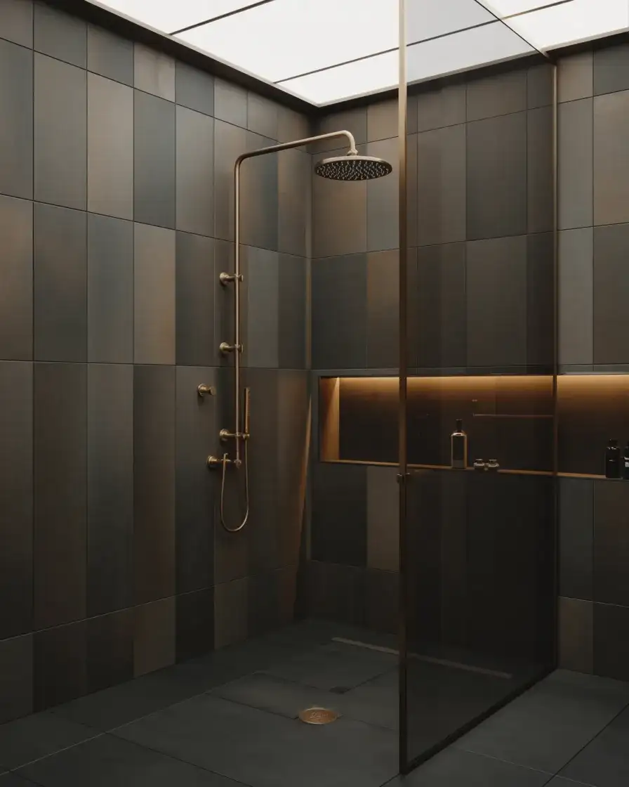 Dark Moody Walk-In Shower Designs 2