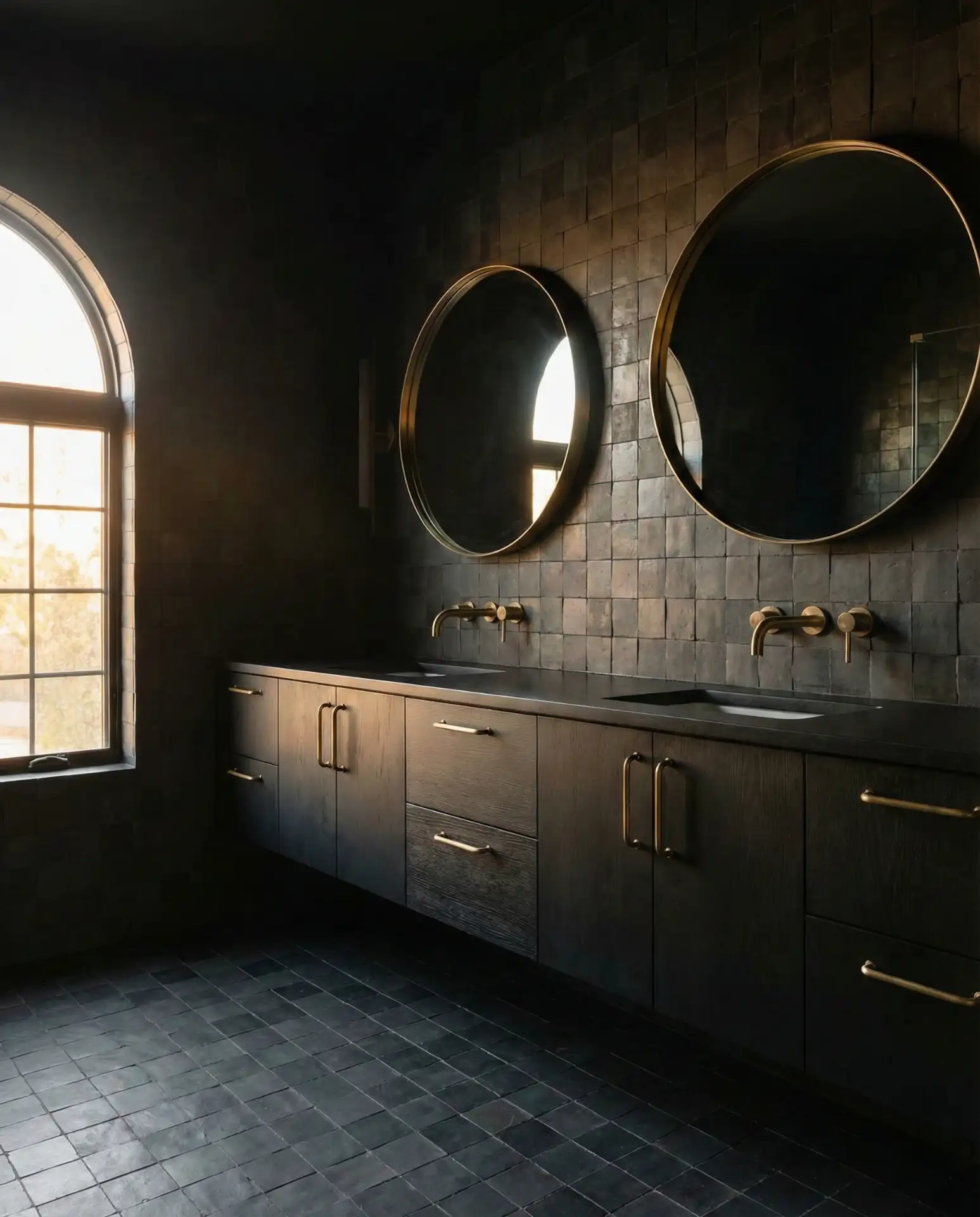 Dark and Dramatic With Matte Tile and Brass Accents 2