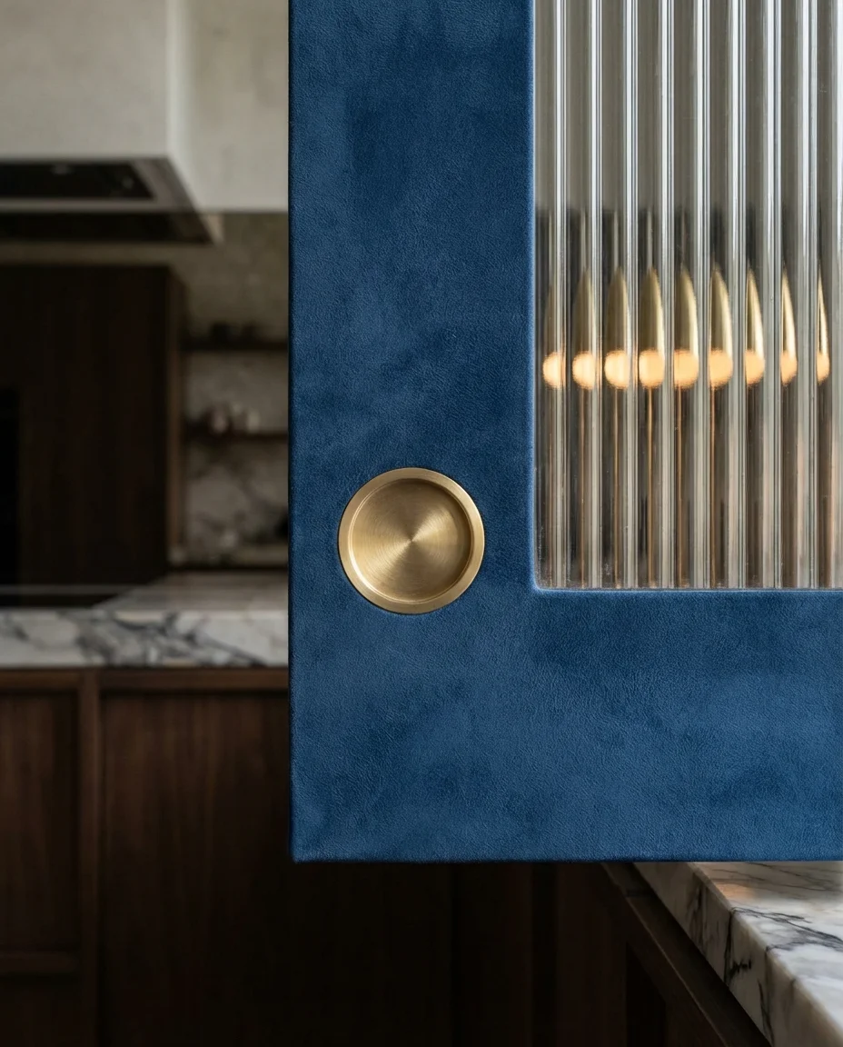 Deep Blue Velvet-Look Kitchen with Luxury Finishes 2