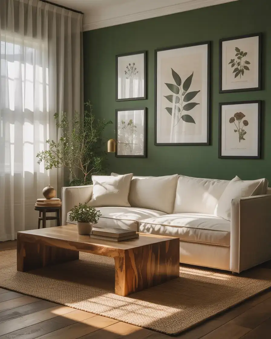 Deep Green Botanical Accent Wall 1