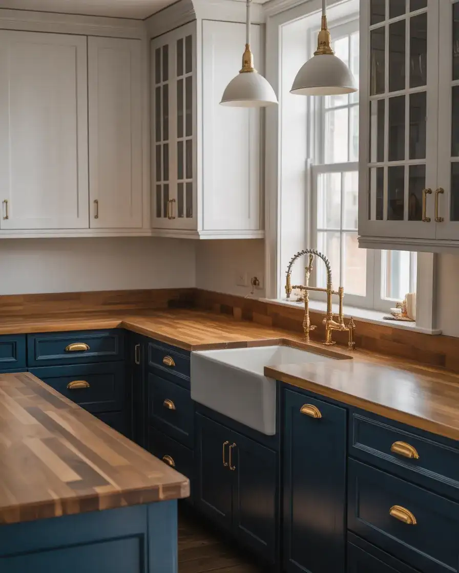 Deep Navy Blue Lower Cabinets 2