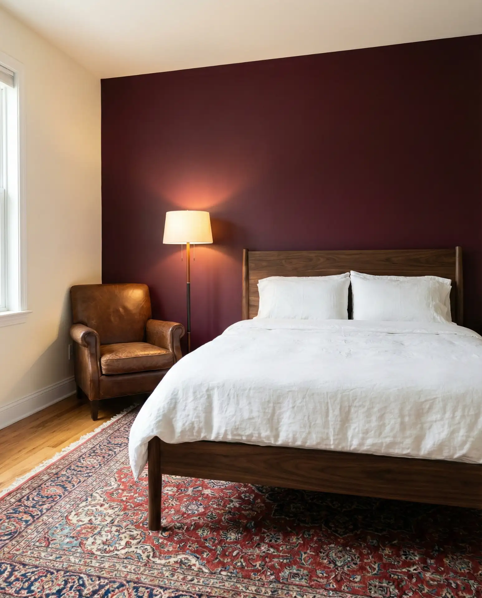 Deep Red Accent Wall with Neutral Balance 2