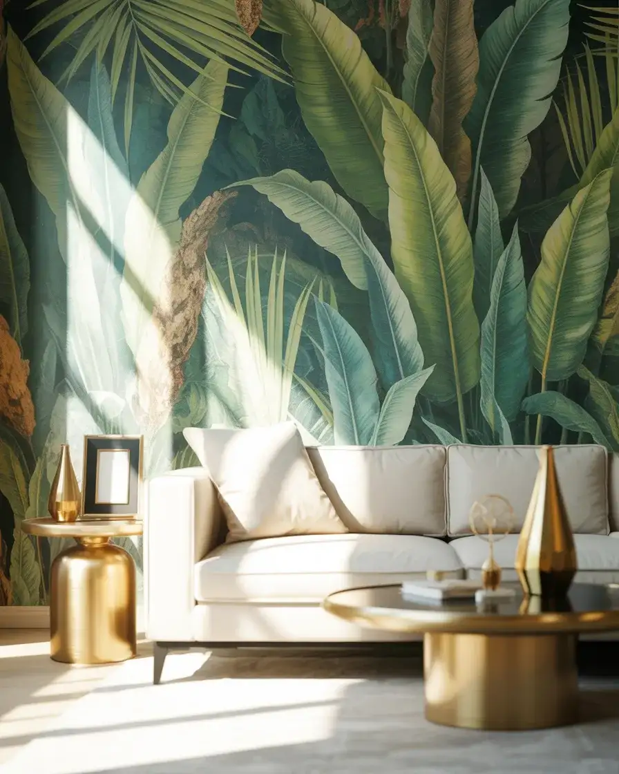 Dramatic Wallpaper with Botanical Prints 2