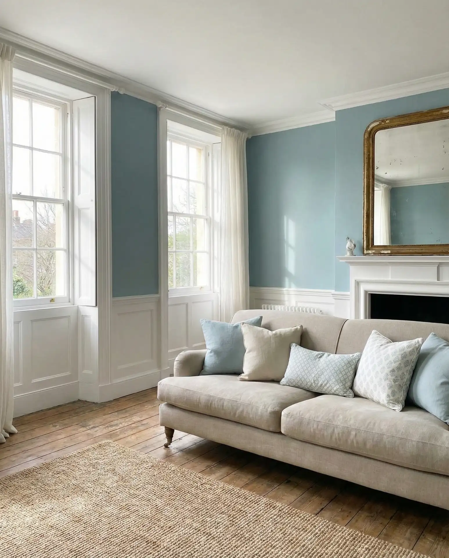 Duck Egg Blue Walls with White Trim 1