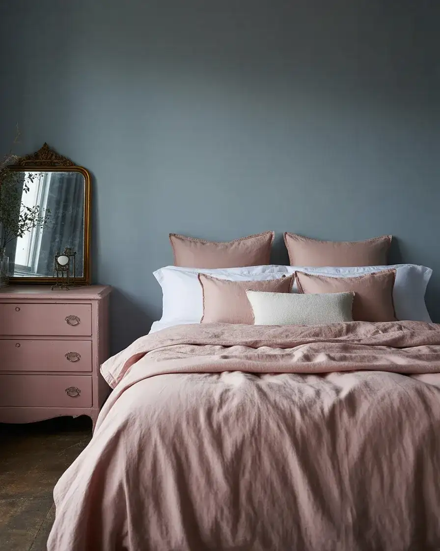 Dusty Pink and Grey Bedroom with Muted Romance 2