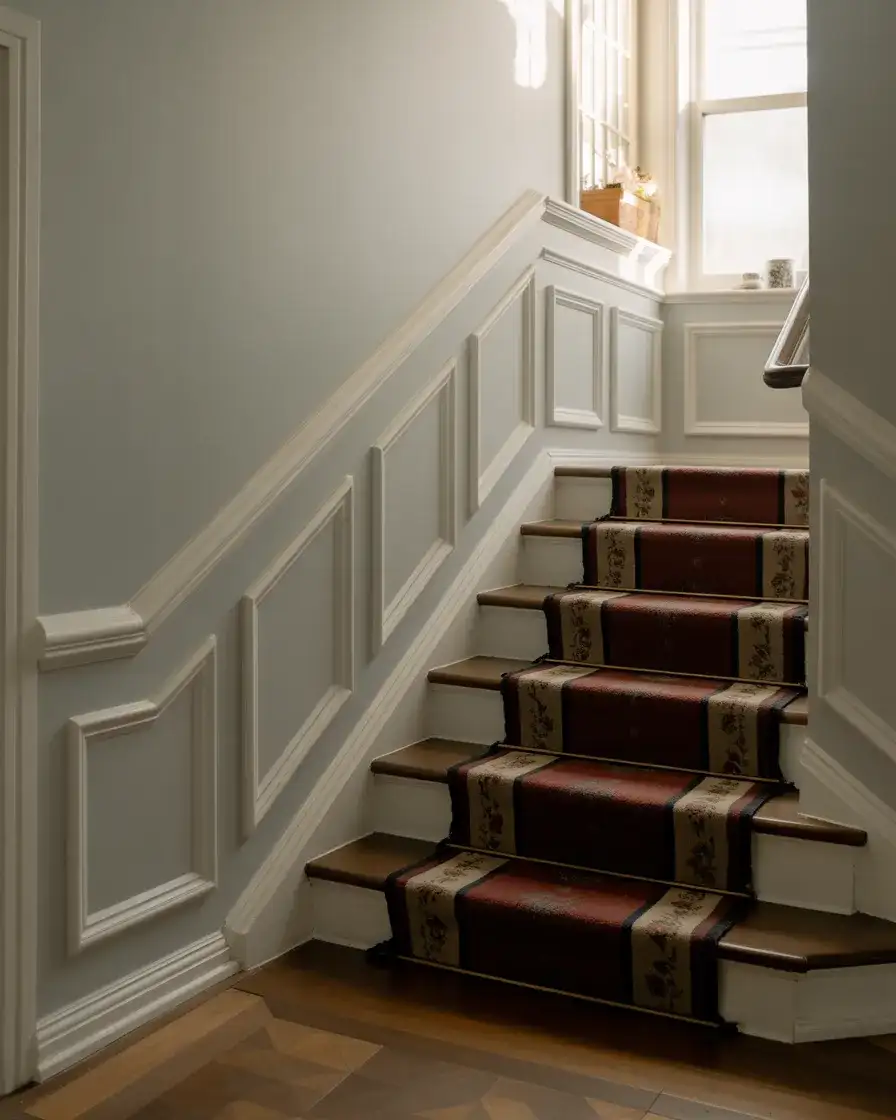 Elegant Staircase Entryway with Wainscoting 2