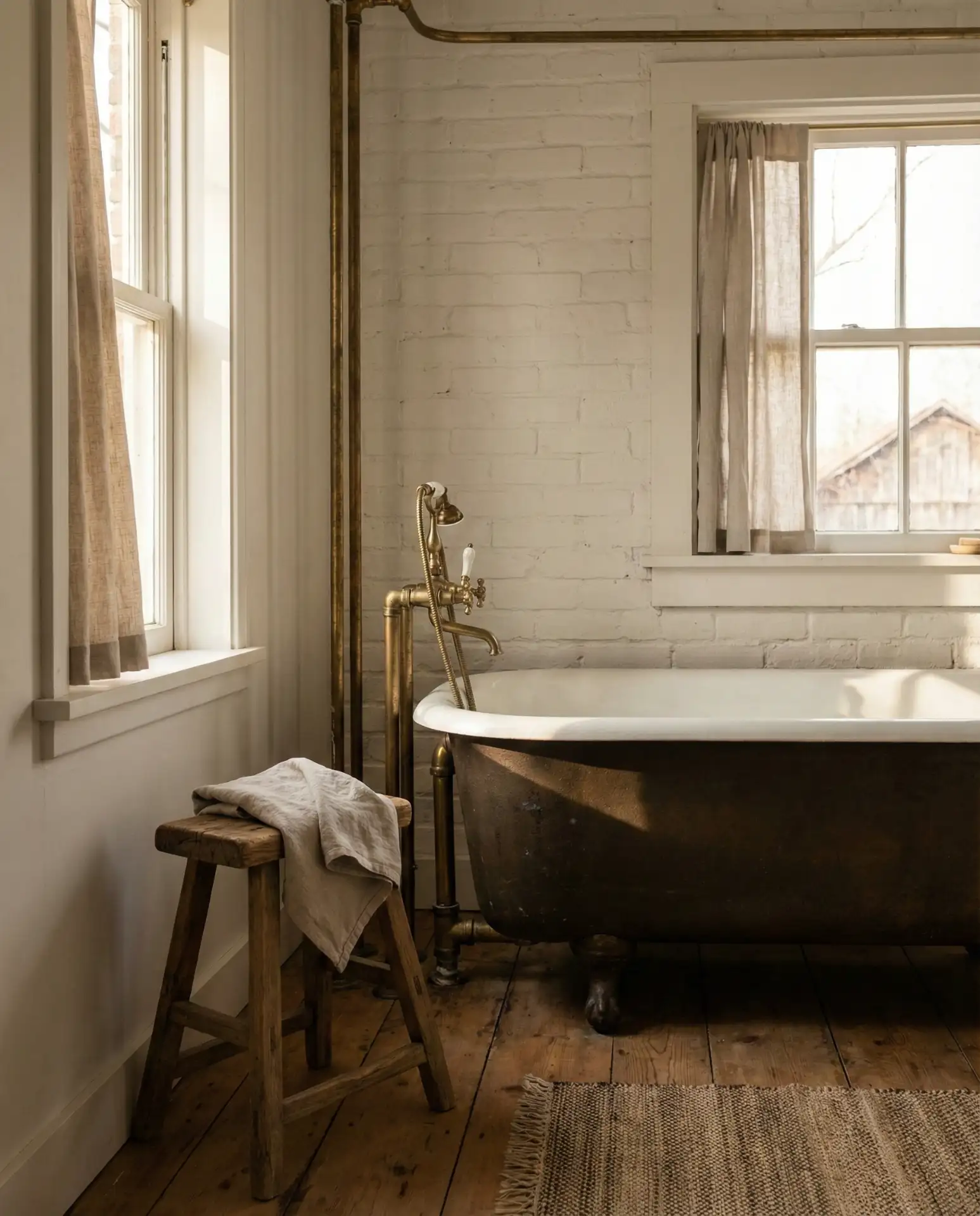 Farmhouse Vintage Tub with Exposed Plumbing 2