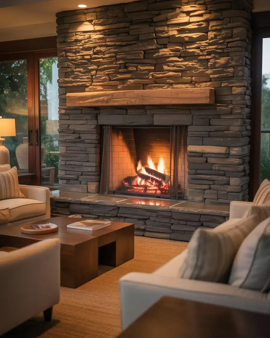 Fireplace Surround in Natural Stone or Tile 1