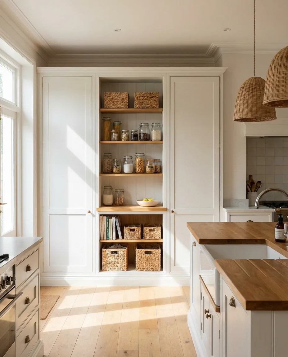 Floor-to-Ceiling Pantry With Open Shelving 1