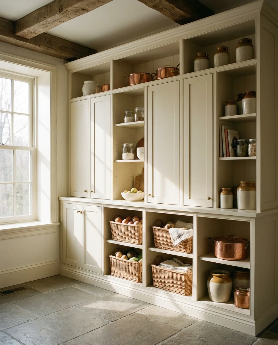 Floor-to-Ceiling Pantry With Open Shelving 2