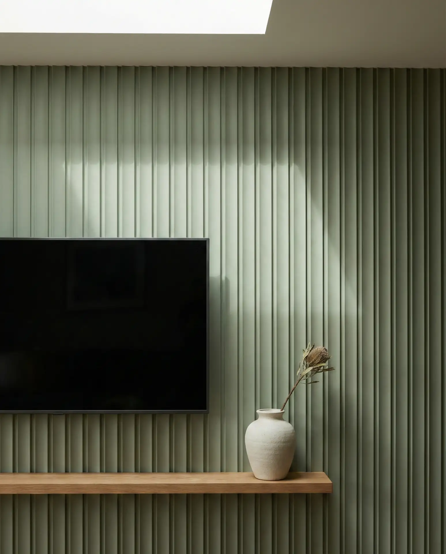 Fluted Wood Panel TV Background 2