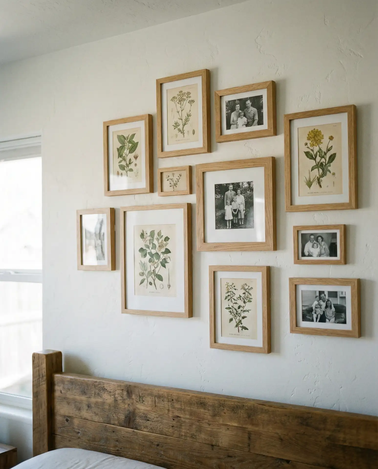 Gallery Wall with Natural Wood Frames 1