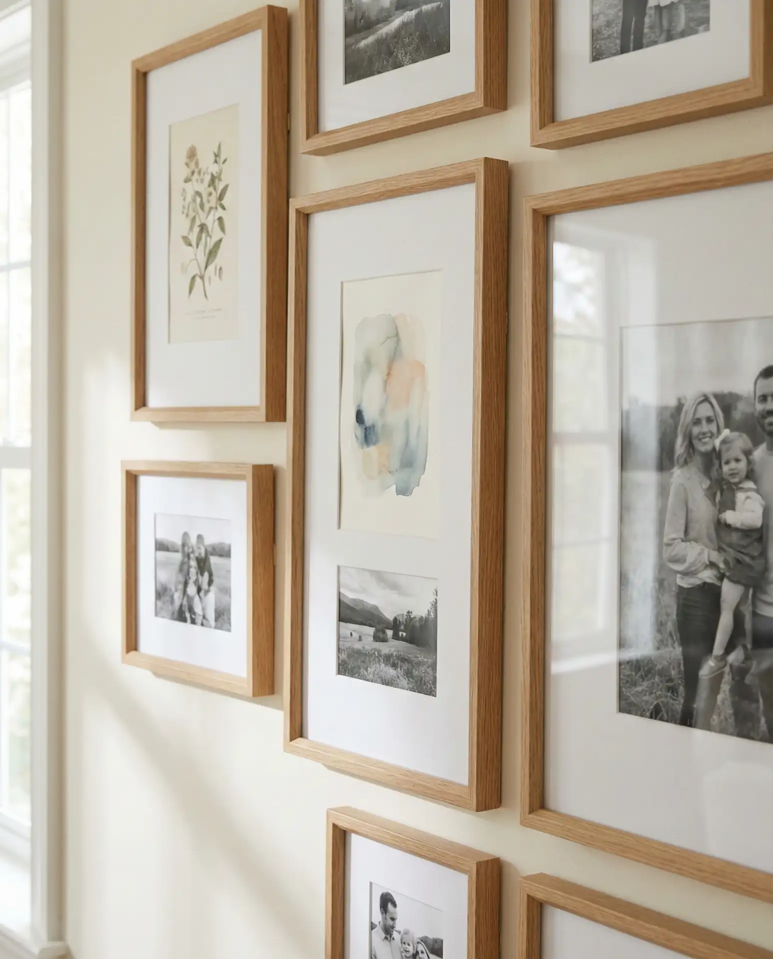 Gallery Wall with Natural Wood Frames 2