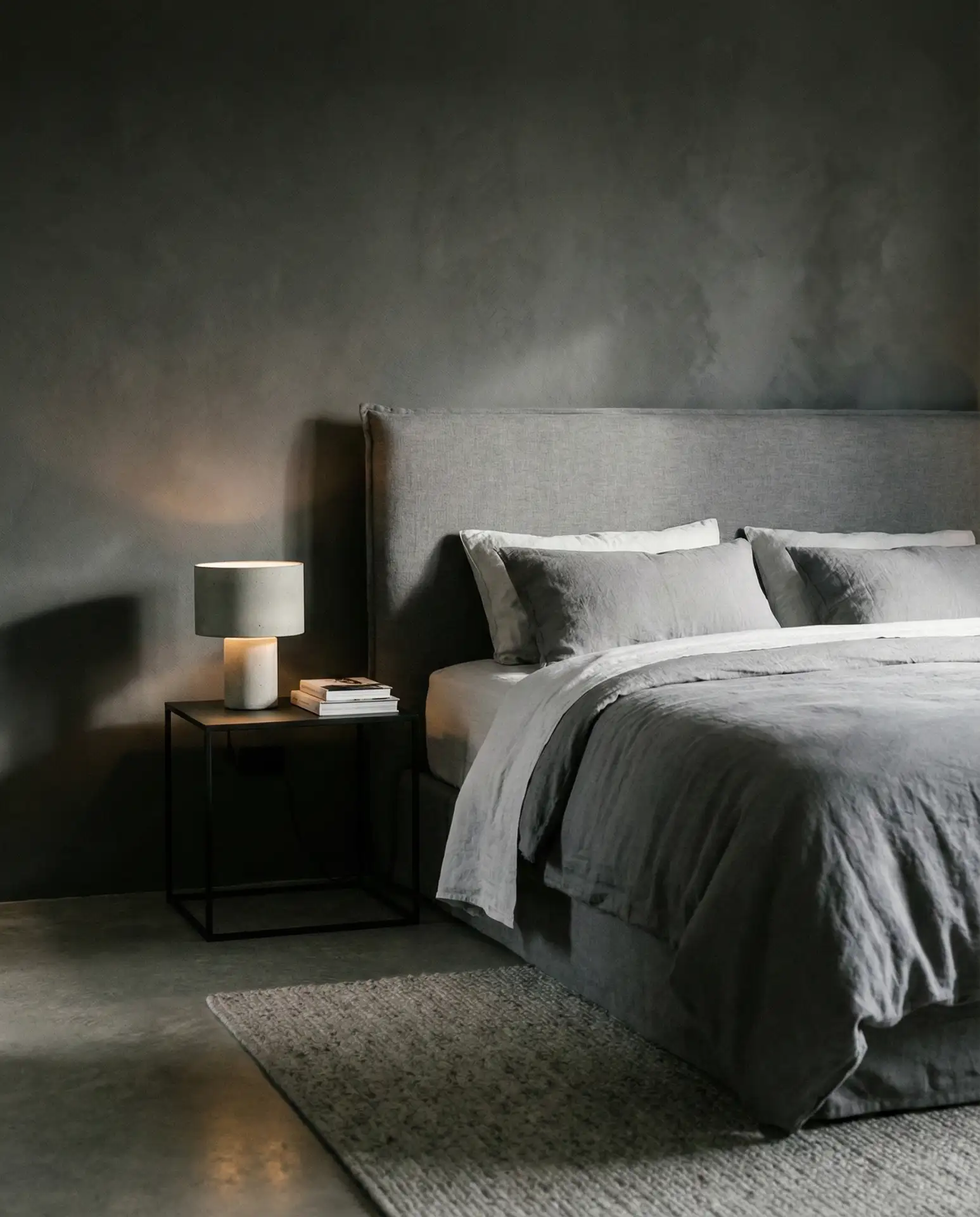 Gray Headboard with Charcoal Accent Wall 2