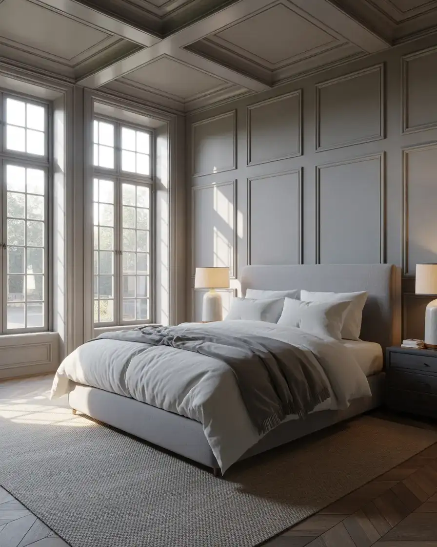 Grey Bedroom Inspirations with Architectural Details 1