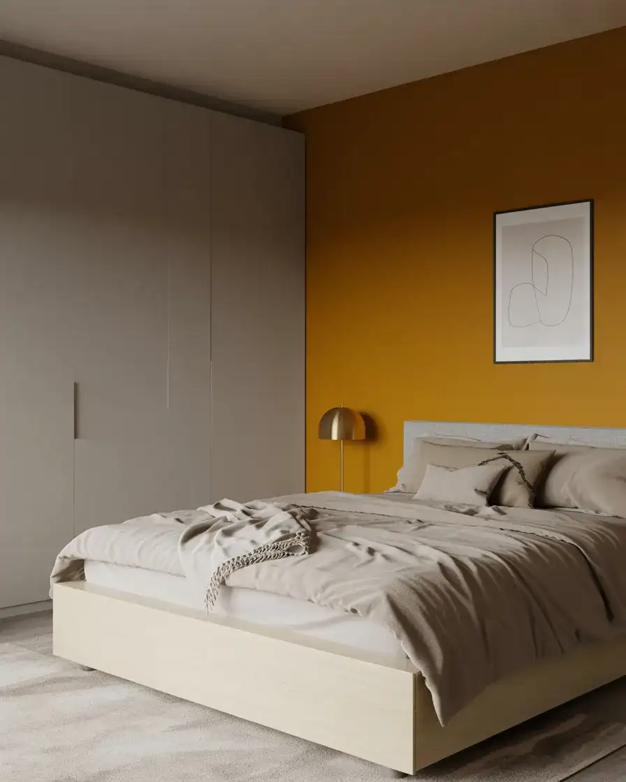 Grey Bedroom with a Pop of Color Accent Wall 2