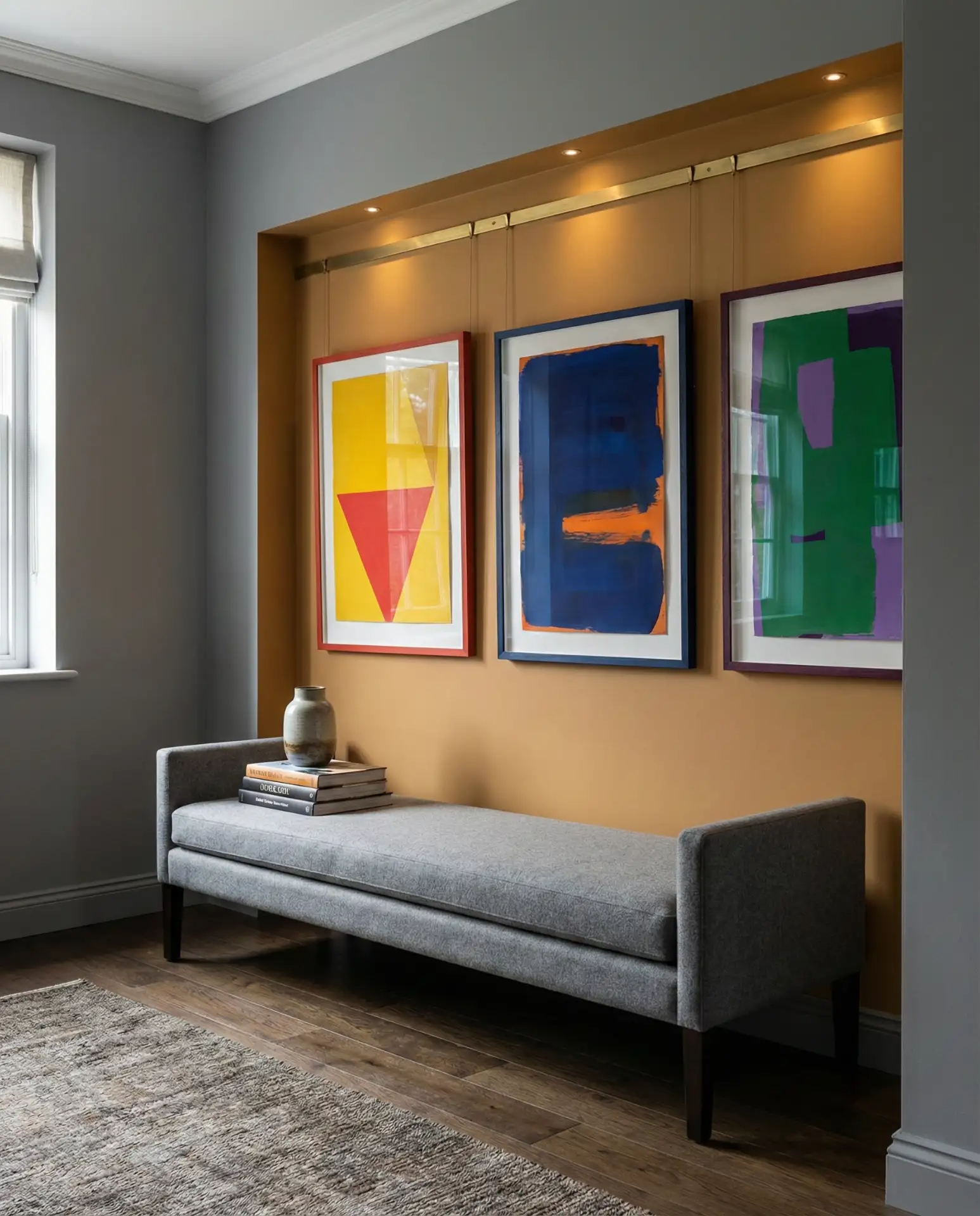 Grey Living Room with Bold Art 1